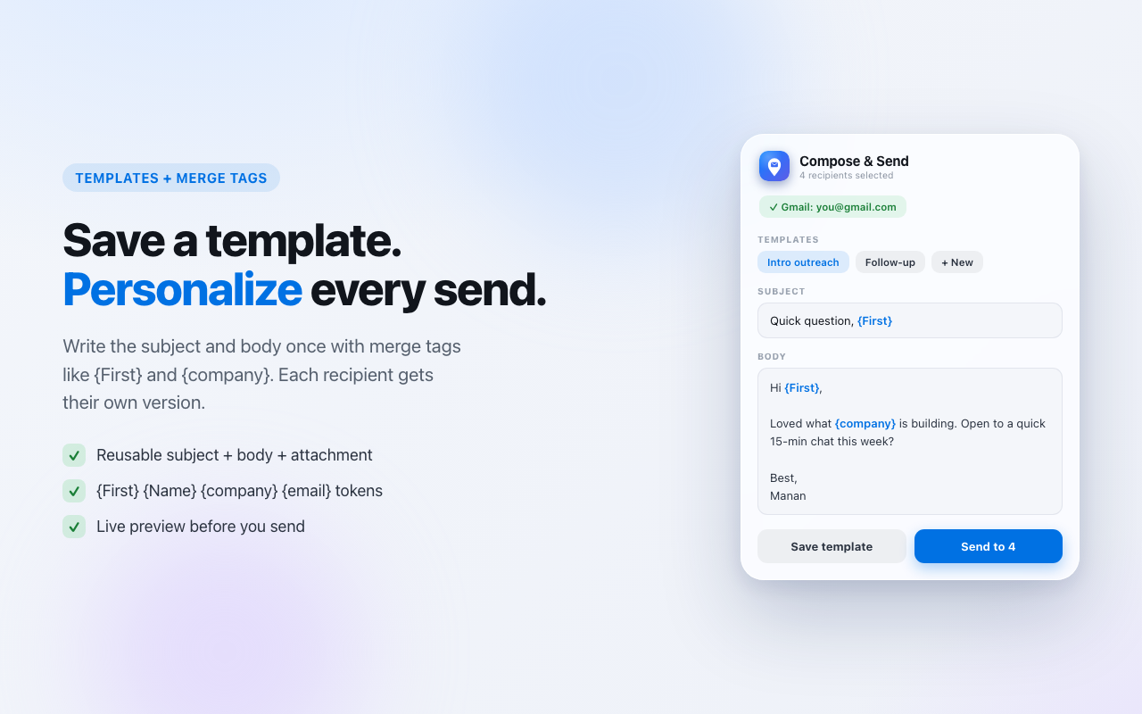 Composing a templated email inside TrailMail
