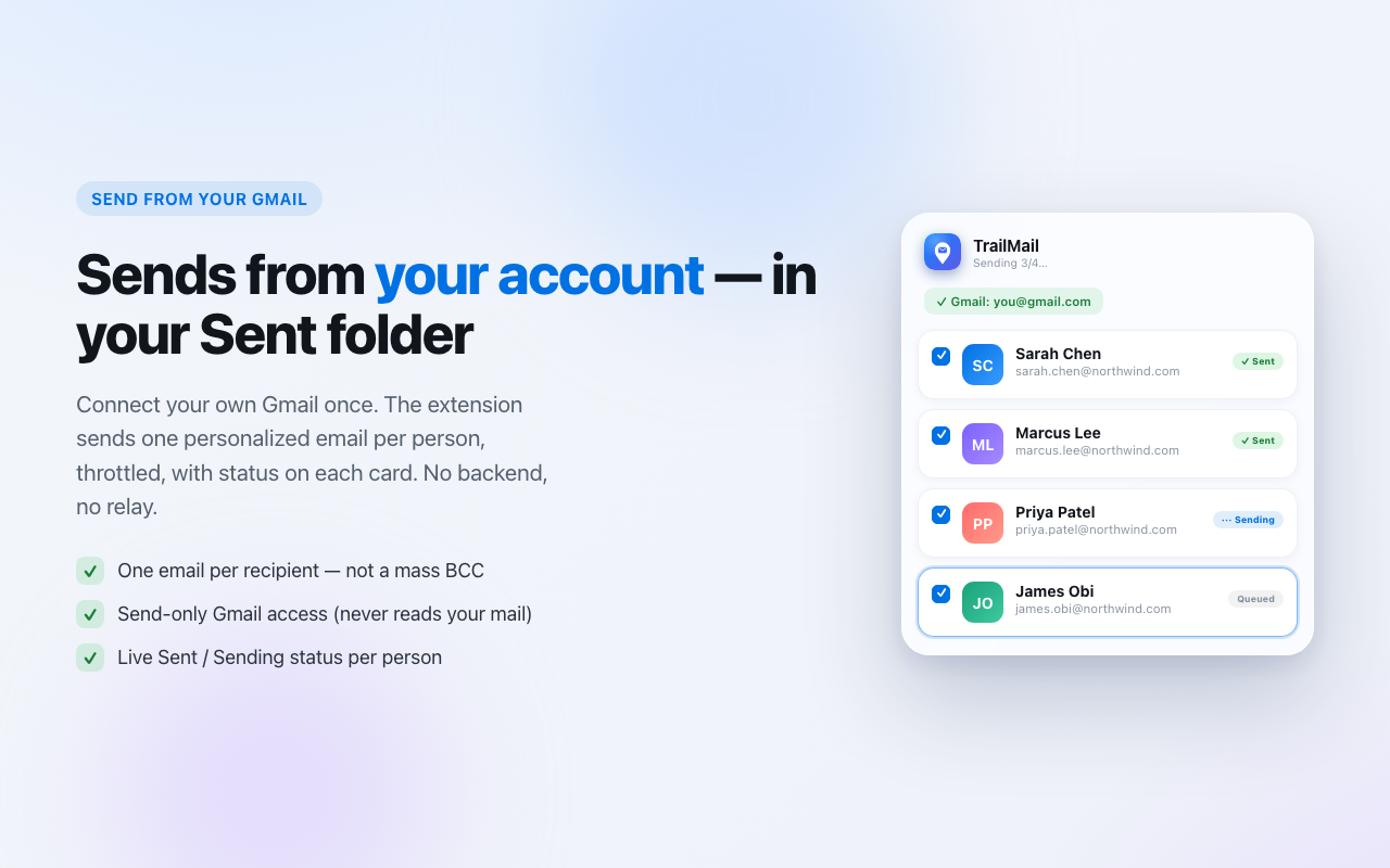 Open and click tracking badges in the Gmail Sent list